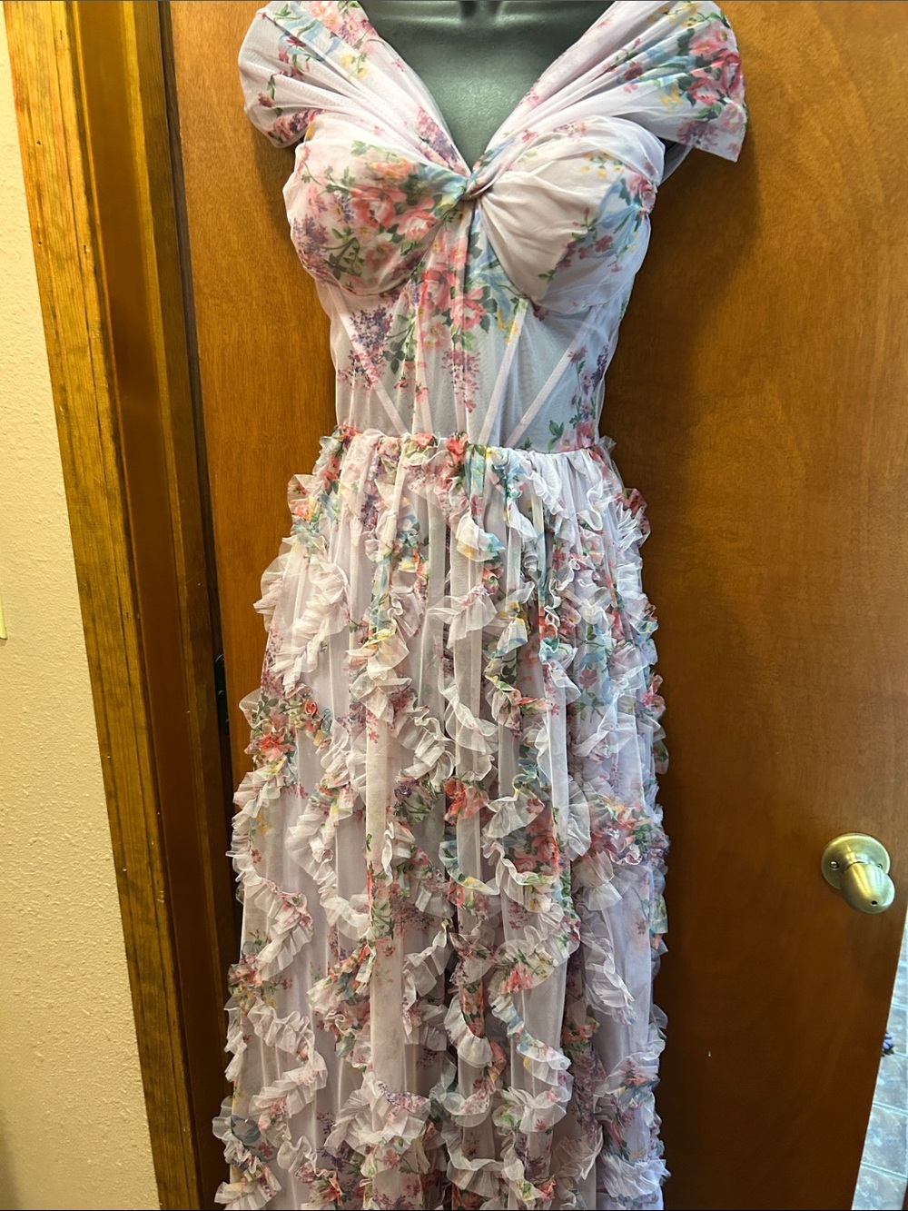 Floral Pink Ruffled Dress - Elegant Occasion Wear
